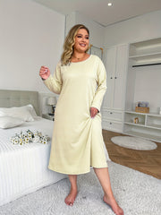  Wave Print Long Sleeve Nightdress