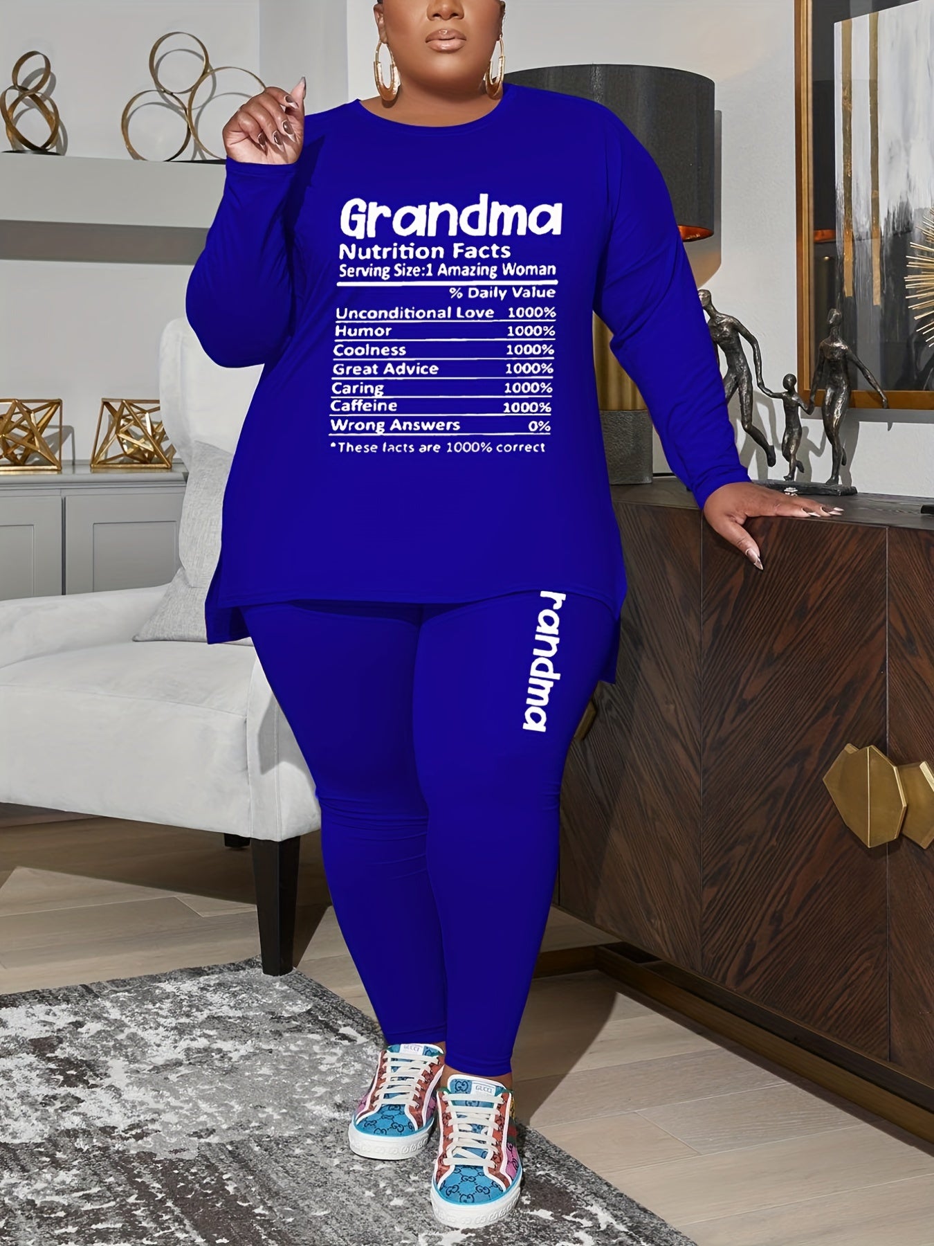  Letter Print Top & Leggings 2 Pc Set