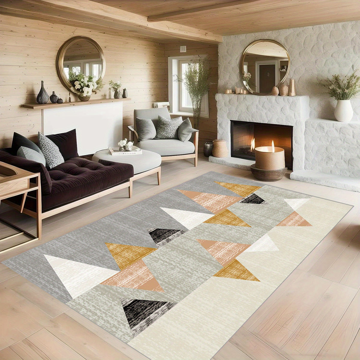 Fluffy Geometric Area Rug Soft Large Machine Washable Non-Slip Backing