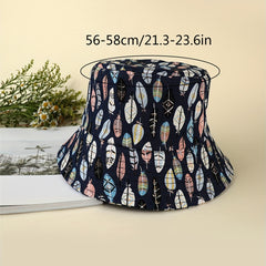Leaves Print Bucket Hat Casual Fisherman Cap Women