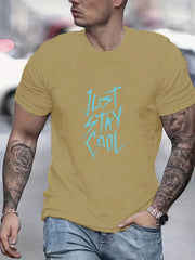 Just Stay Print Men's Graphic Crew Neck Active T shirt