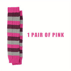 Colorblock Knitted Leg Warmers Knee High Socks Stockings & Hosiery