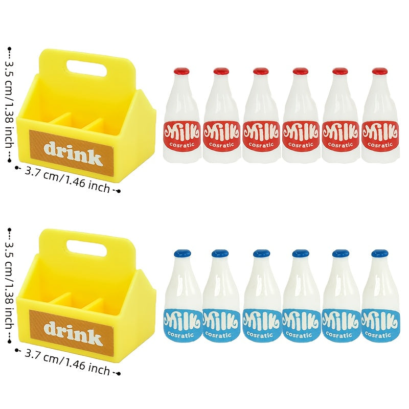 14pcs Mini Soft Drink Baskets Realistic Beverage Models Set