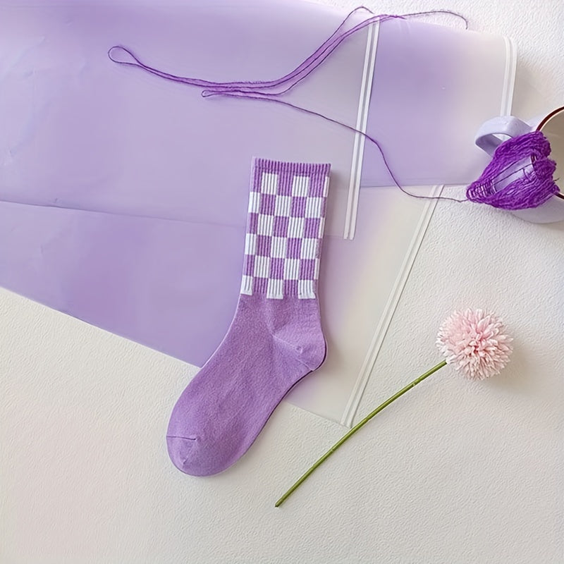 8 Pairs Letter & Heart Print Socks Women's Mid Tube Stockings