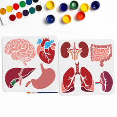 1set 2pcs PET Hollow Out Drawing Stencils with 1pc Paint Brush