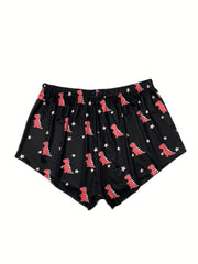 Women's Plus Dinosaur & Star Print Stretch Pajama Shorts