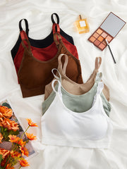 6pcs Ribbed Wireless Bras Full Coverage Comfy & Breathable Women's Lingerie