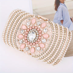 Rhinestone Evening Bag Faux Pearl Clutch Purse for Party