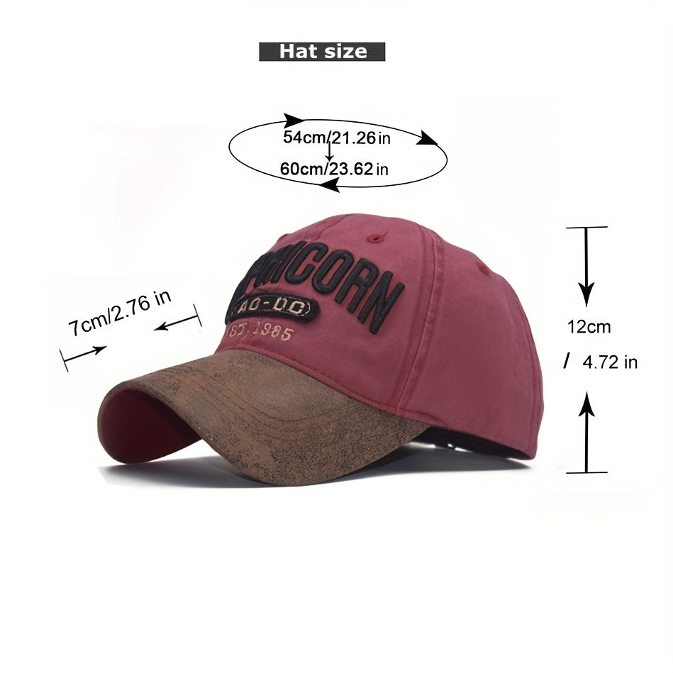 PU Spliced Baseball Cap 3D Letter Embroidery Sun Hat