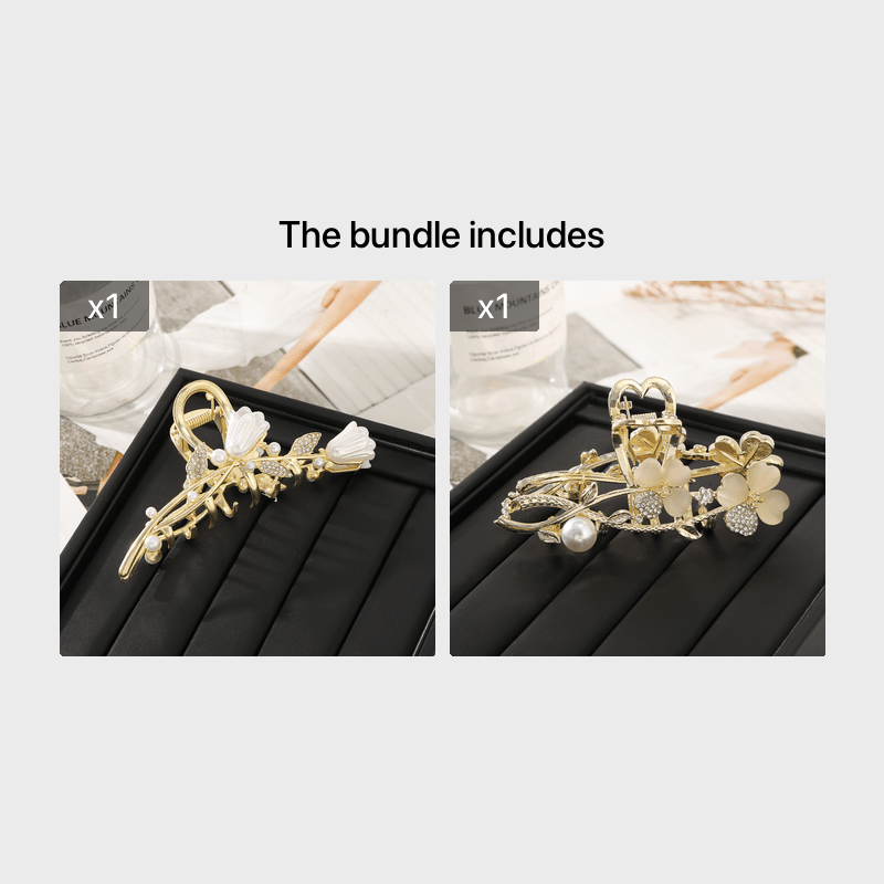 Flower Metal Golden Hair Claw Clip Non Slip Strong Hold Grip Hair Jaw Clip