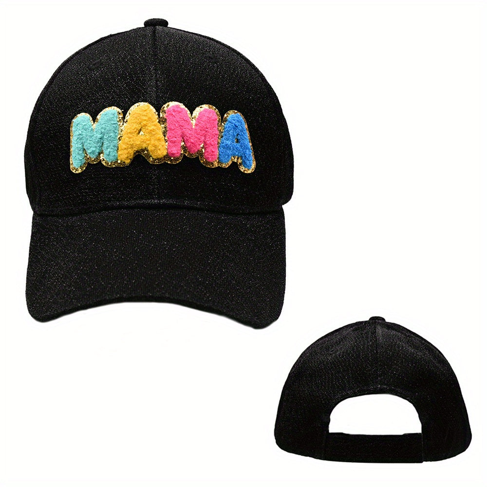 Mama Patch Glitter Baseball Cap Colorful Sunshade Dad Hats