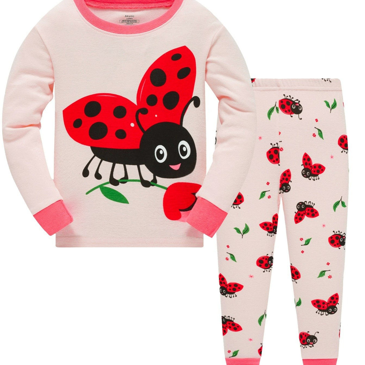 Girls Ladybug Cartoon Animal Top & Pajamas Pants Set