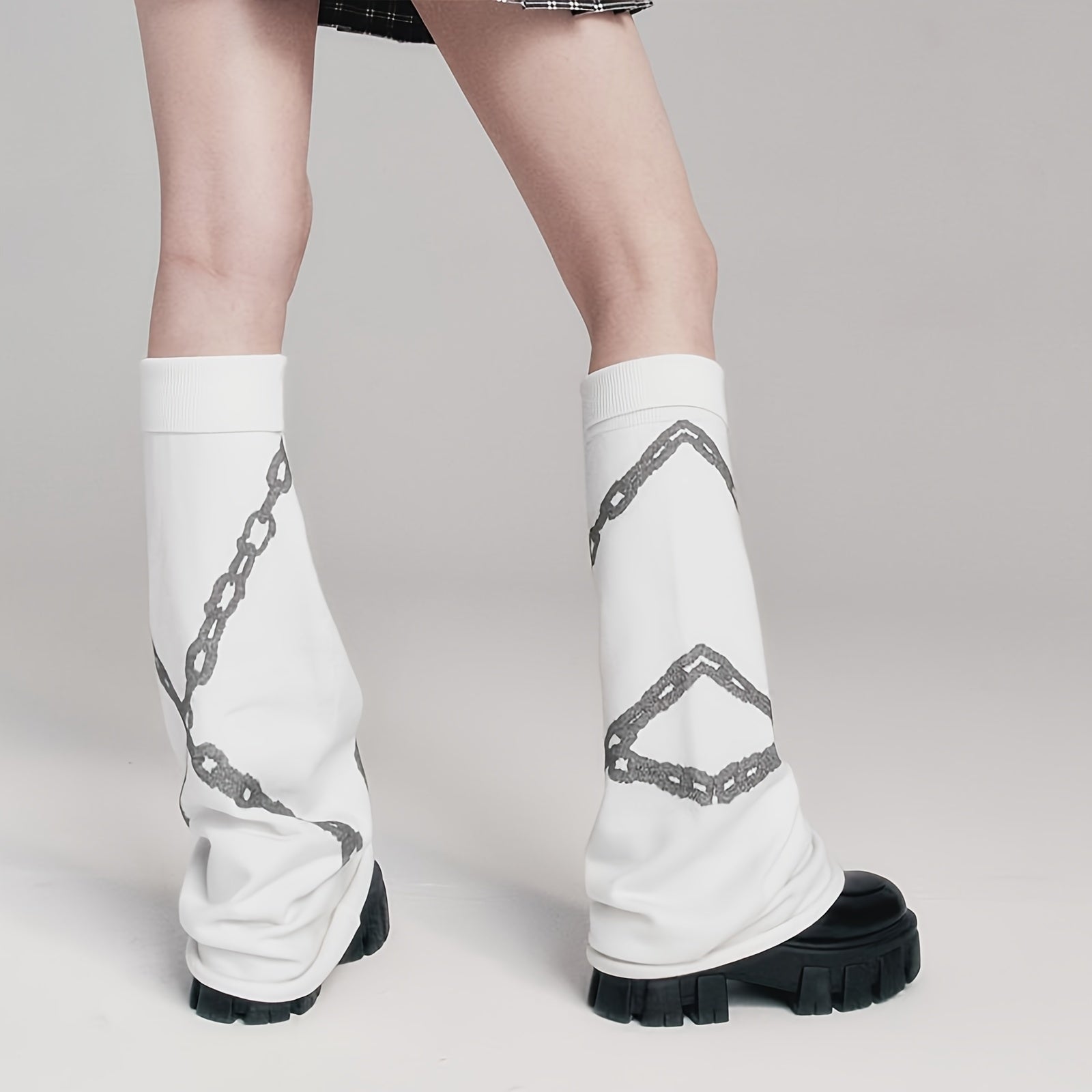 Chain Print Leg Warmers Comfy All Match Socks