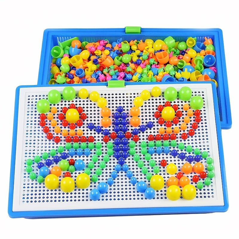 Colorful Mushroom Peg Puzzle Building Blocks Game Enhances Cognitive Skills