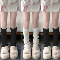 3 Pairs Ribbed Leg Warmers Knee High Socks Women's Stockings & Hosiery