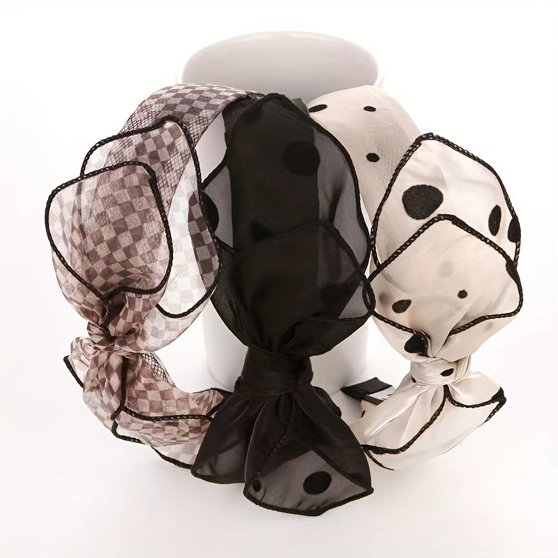 Bowknot Mesh Fabric Headband Hair Hoop Non slip Female Hair Accessories