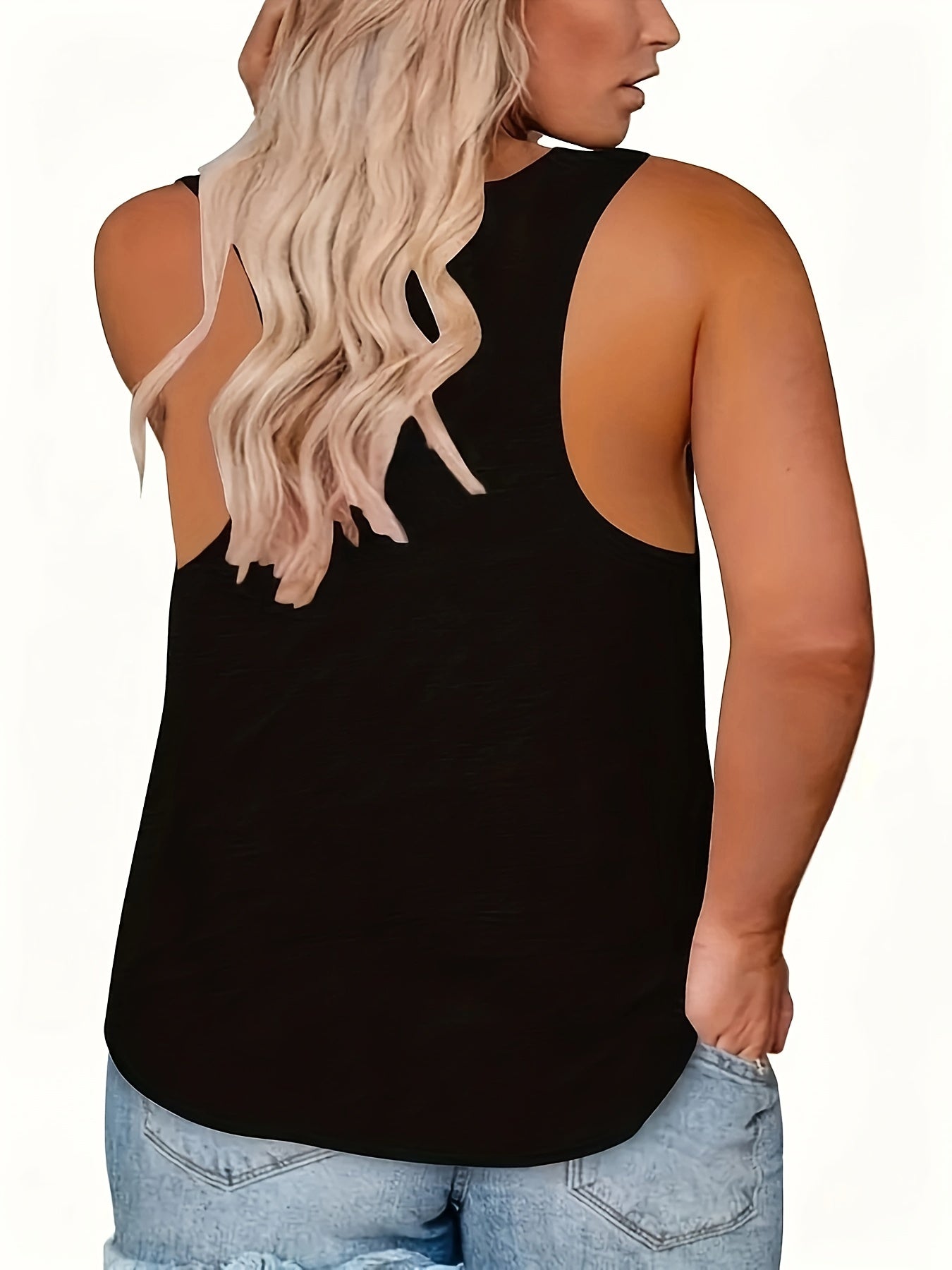  Butterfly & Sunflower Print Round Neck Tank Top