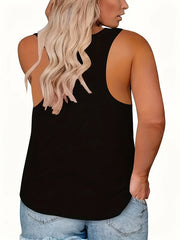  Butterfly & Sunflower Print Round Neck Tank Top