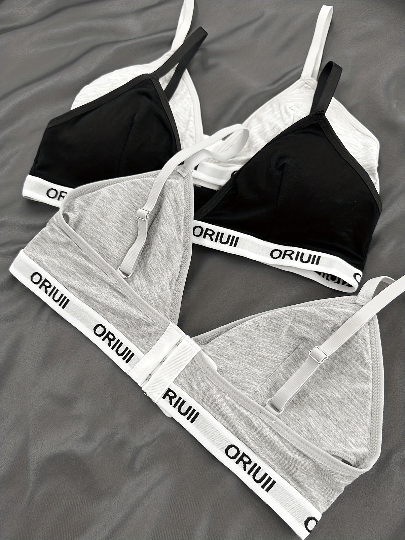 3pcs Letter Sports Bras Comfy Yoga Fitness Bra Women's Underwear