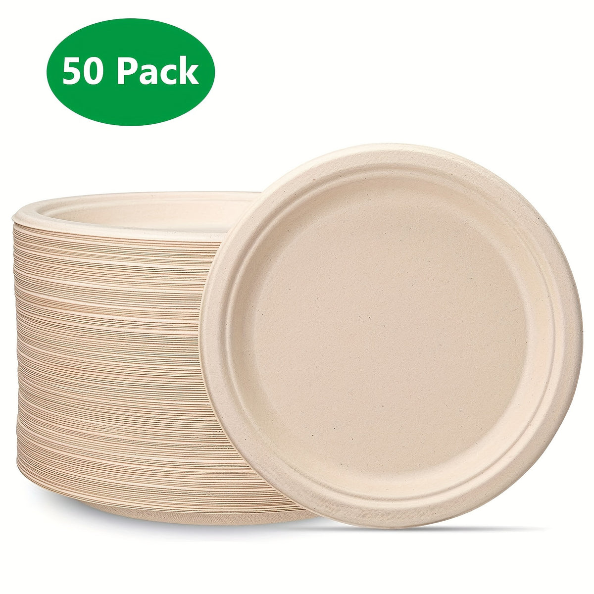 50pcs 15-17" Compostable Bagasse Plates Eco Friendly Biodegradable