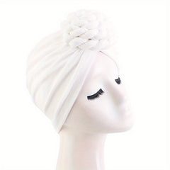 Braided Knotted Turban Cap Head Wrap Bandana Stretchy Beanie Hat