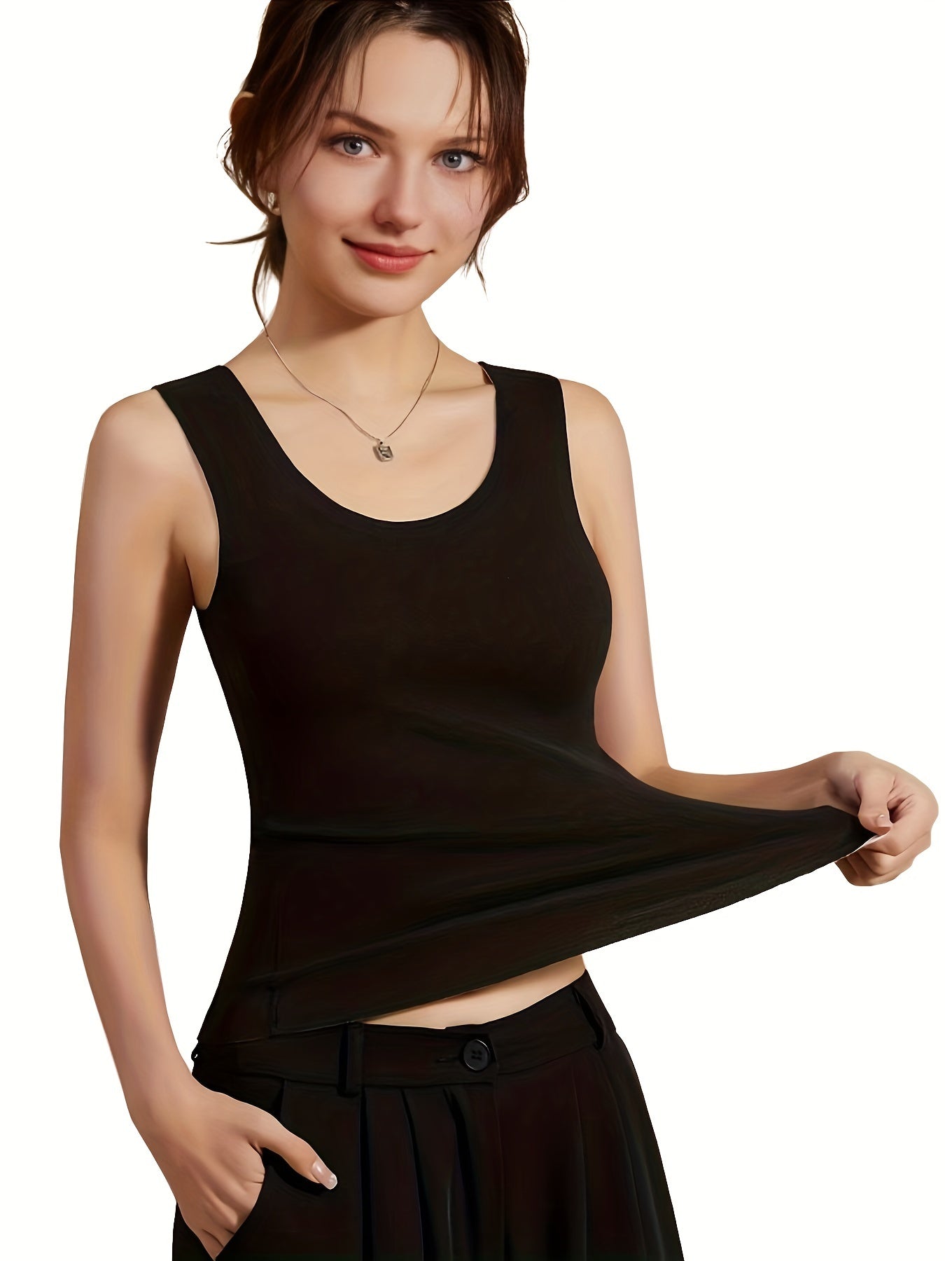 3pcs Seamless Thermal Underwear Comfortable Crew Neck Sleeveless Top