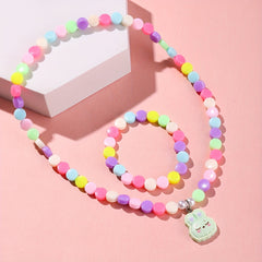 Colorful Acrylic Flower Necklace and Bracelet Jewelry Set