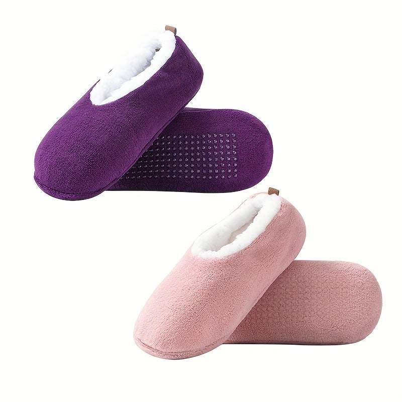 2 Pairs Plush Lined Low Cut Floor Socks