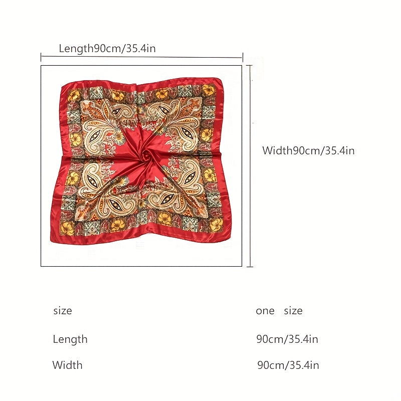 Fashionable Cashew Print Satin Square Scarf Large Shawl for Men