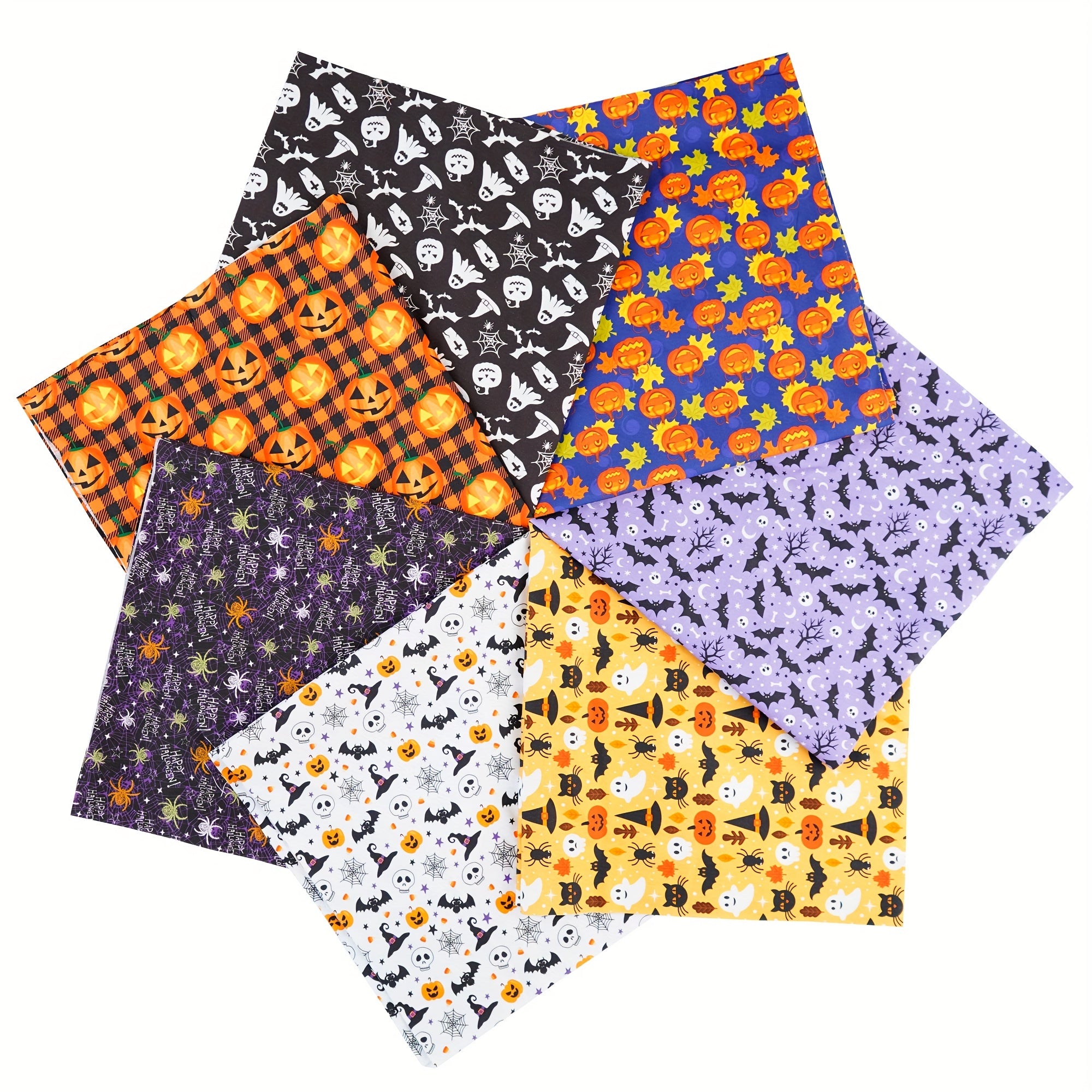 7pcs Halloween Christmas Patchwork Cotton Quilting Fabric