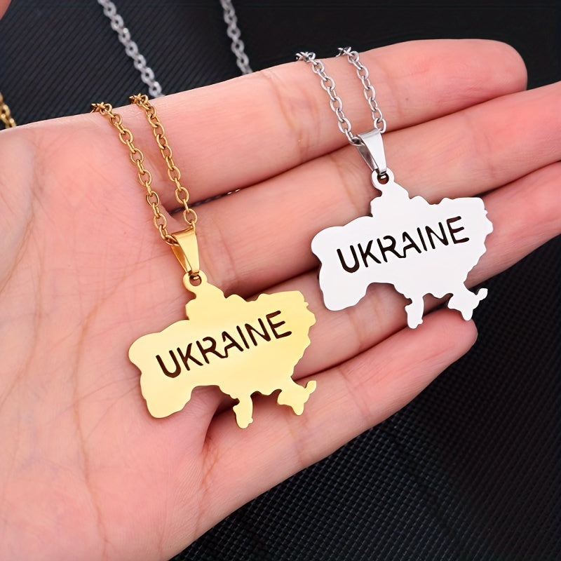 Ukraine Map Necklace Ethnic Hip Hop Jewelry Men Women Couples