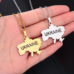 Ukraine Map Necklace Ethnic Hip Hop Jewelry Men Women Couples