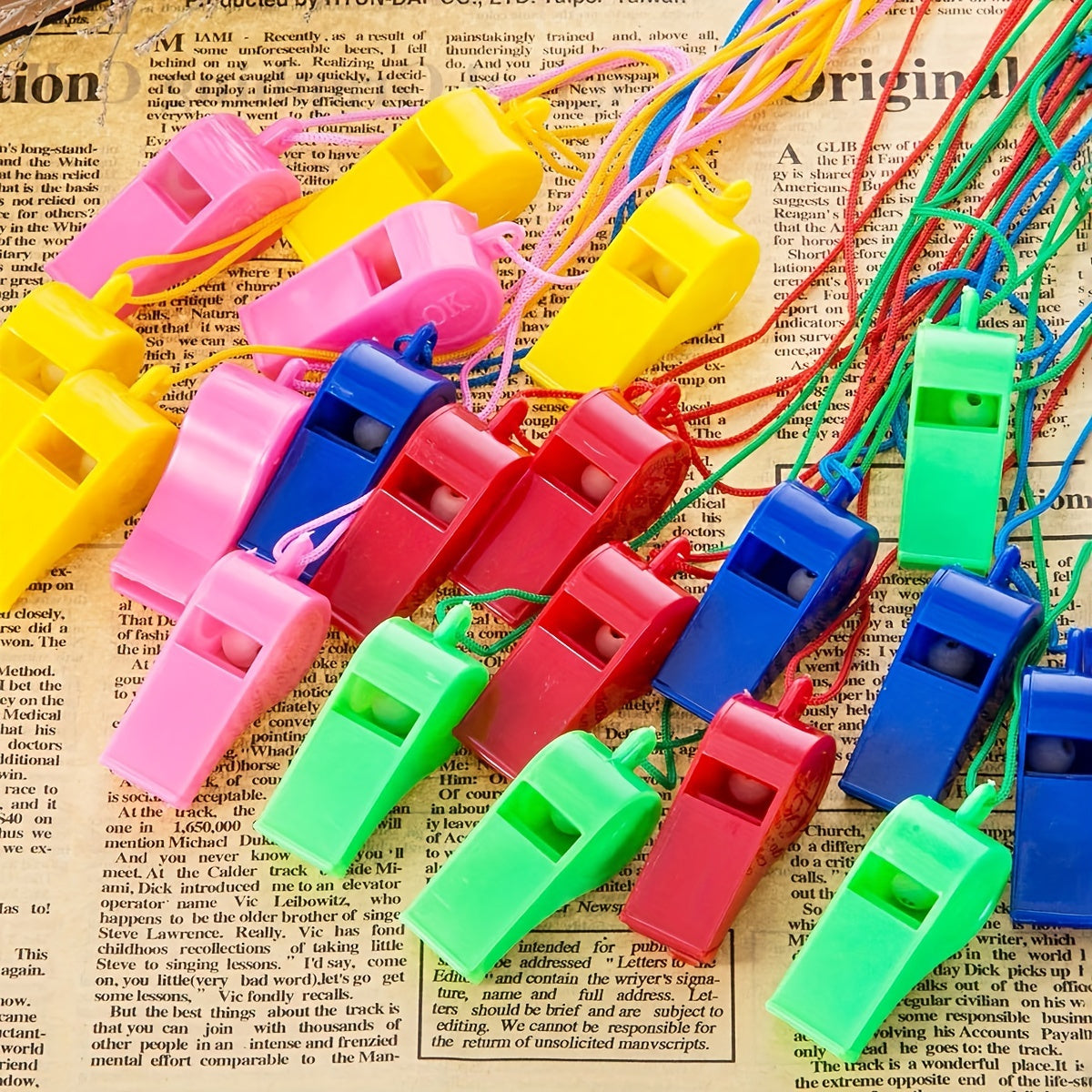 24pcs Portable Plastic Whistle for Sports and Emergencies