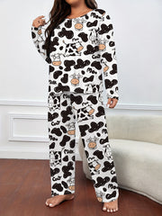  Cow Print Tee & Pants Loungewear Set