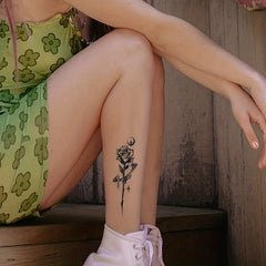 Rose In Starry Night Waterproof Tattoo Sticker