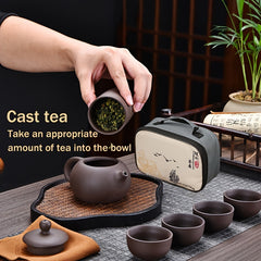 Portable Tea Set: Teapot & 4 Cups for Camping & Travel