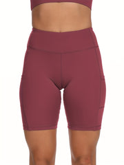 Women High Waist Yoga Biker Shorts with Side Pockets