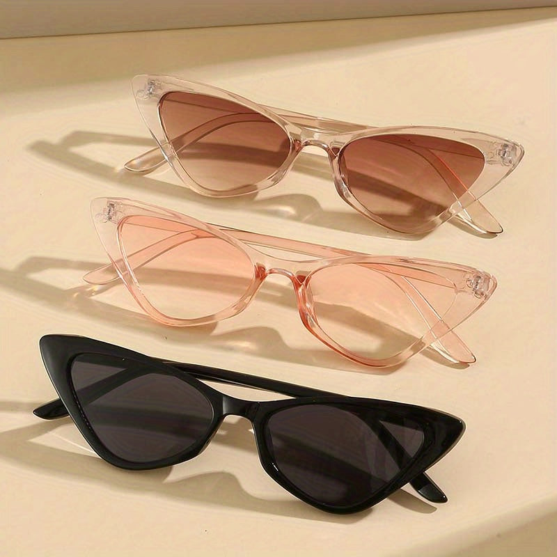 3 Pairs Triangle Cat Eye Sunglasses UV400 Sun Shades for Travel