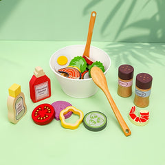 Wooden Pretend Fruits & Vegetables Toy Set for Salads