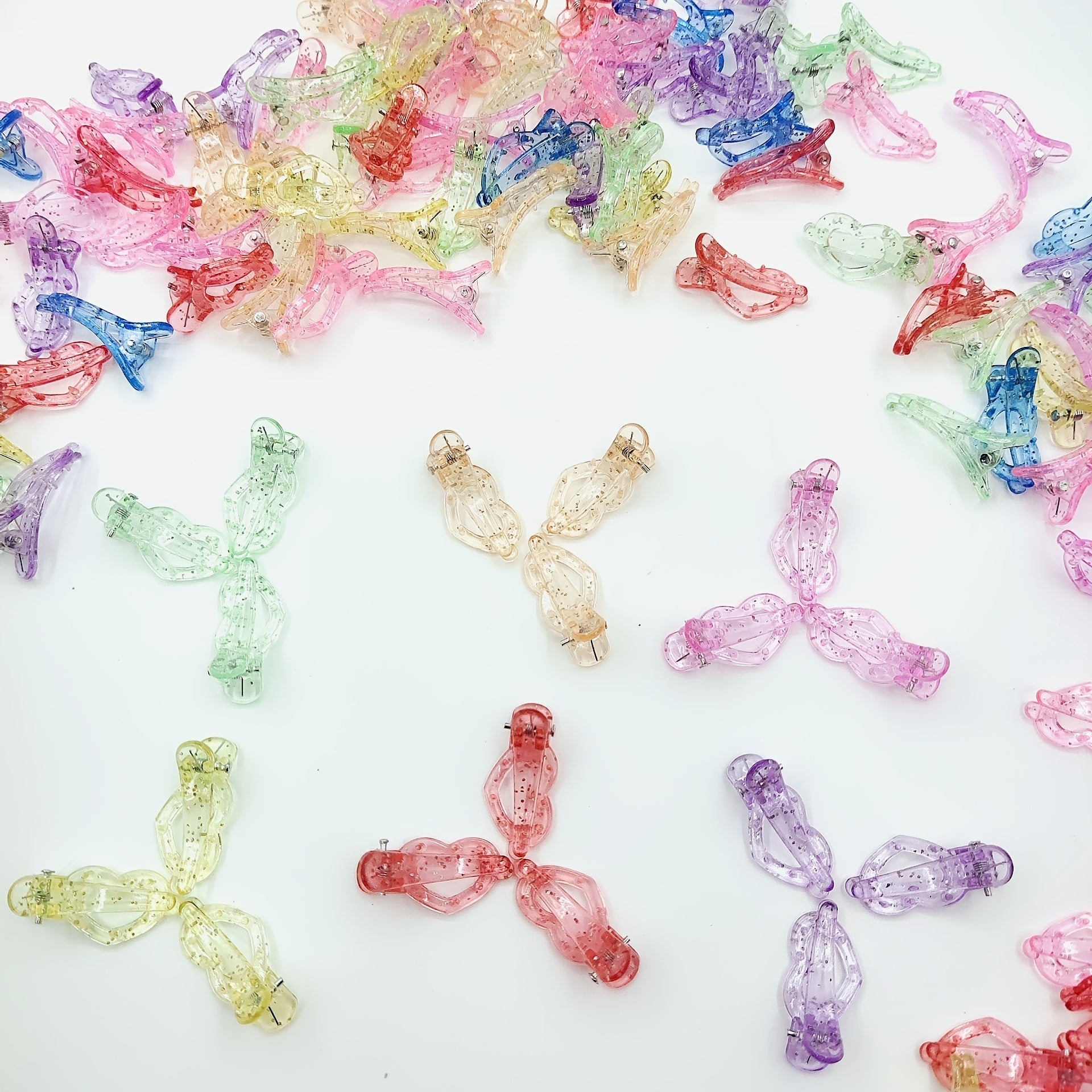 Heart Shaped Crystal Hair Clips With Sequins for Women and Girls