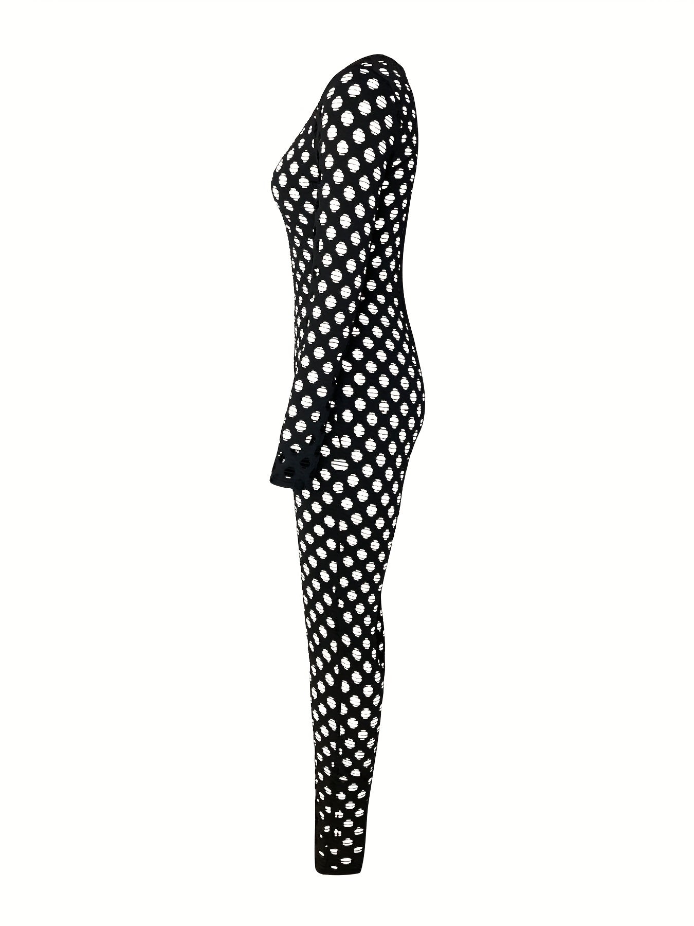 Long Sleeve Skinny Jumpsuit Crew Neck