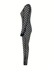 Long Sleeve Skinny Jumpsuit Crew Neck