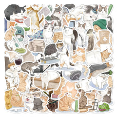 53pcs Cute Orange Cat Stickers for Laptops & Phones