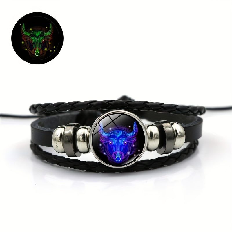 Luminous 12 Constellation Couple Bracelet Multilayer Beaded Braided
