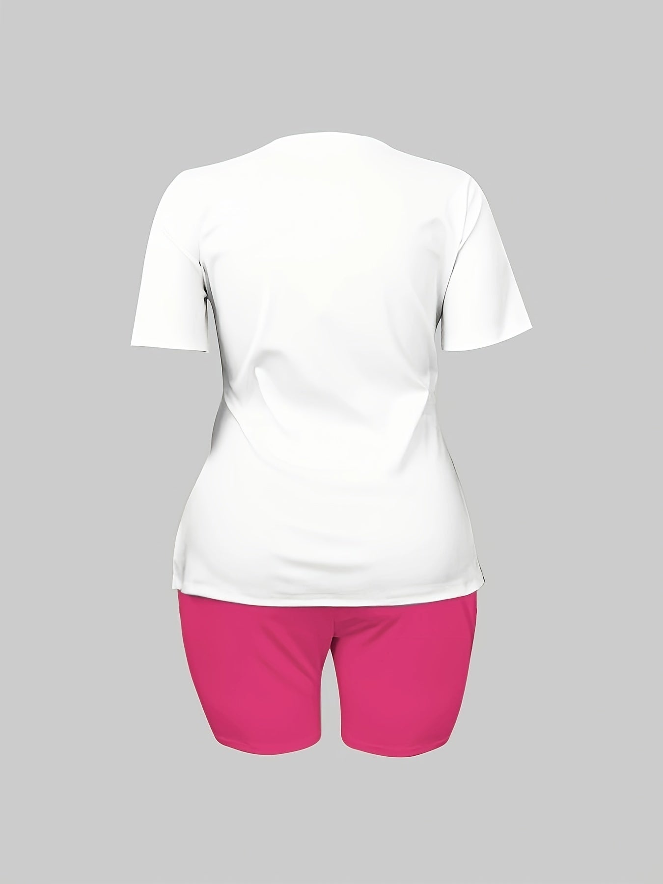  Casual 2 Piece Set: Art Letter & Face Print Top & Shorts