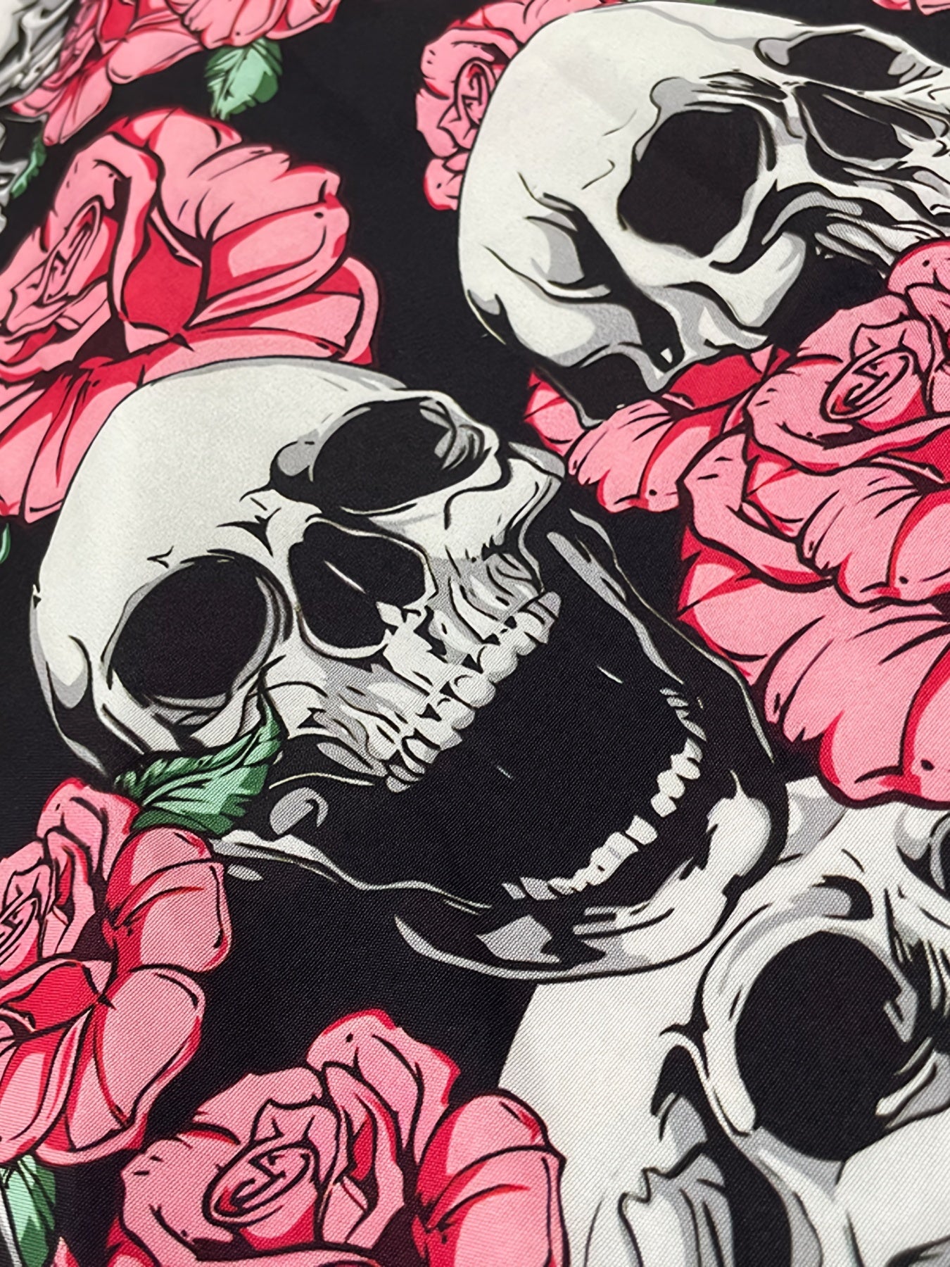  Halloween Cold Shoulder Dress Skull & Floral Print Medium Stretch