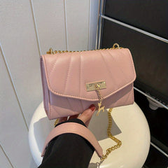 Solid Square Bag with Deer Pendant and Chain Strap