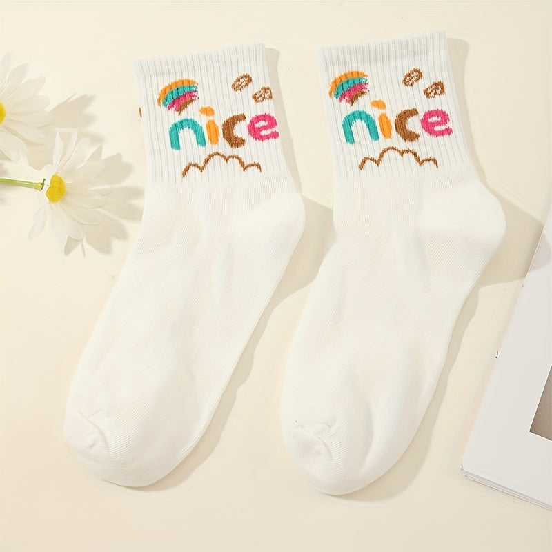 6 Pairs Cartoon Rainbow Socks Women's Stockings