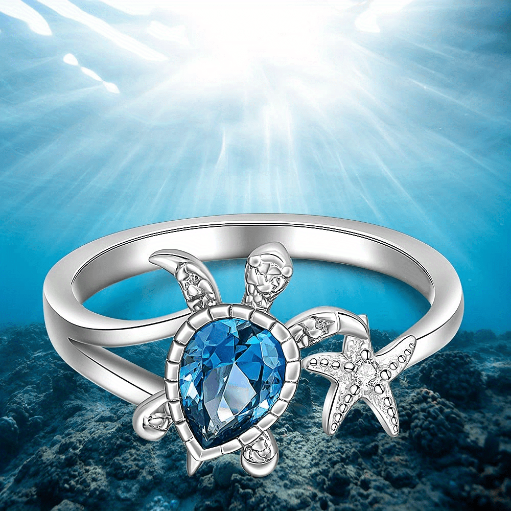 Turtle Starfish Alloy Ring Holiday Party Girls Gift