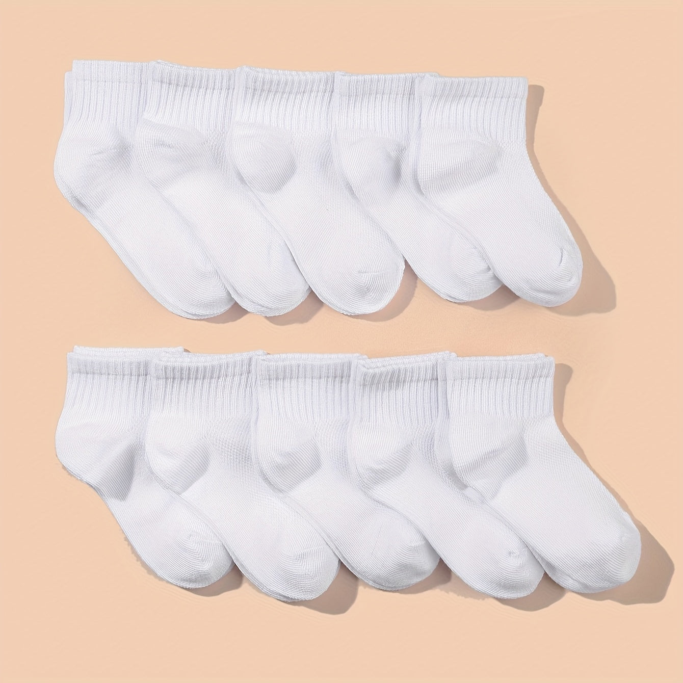 10 Pairs Kids Plain Breathable Short Socks